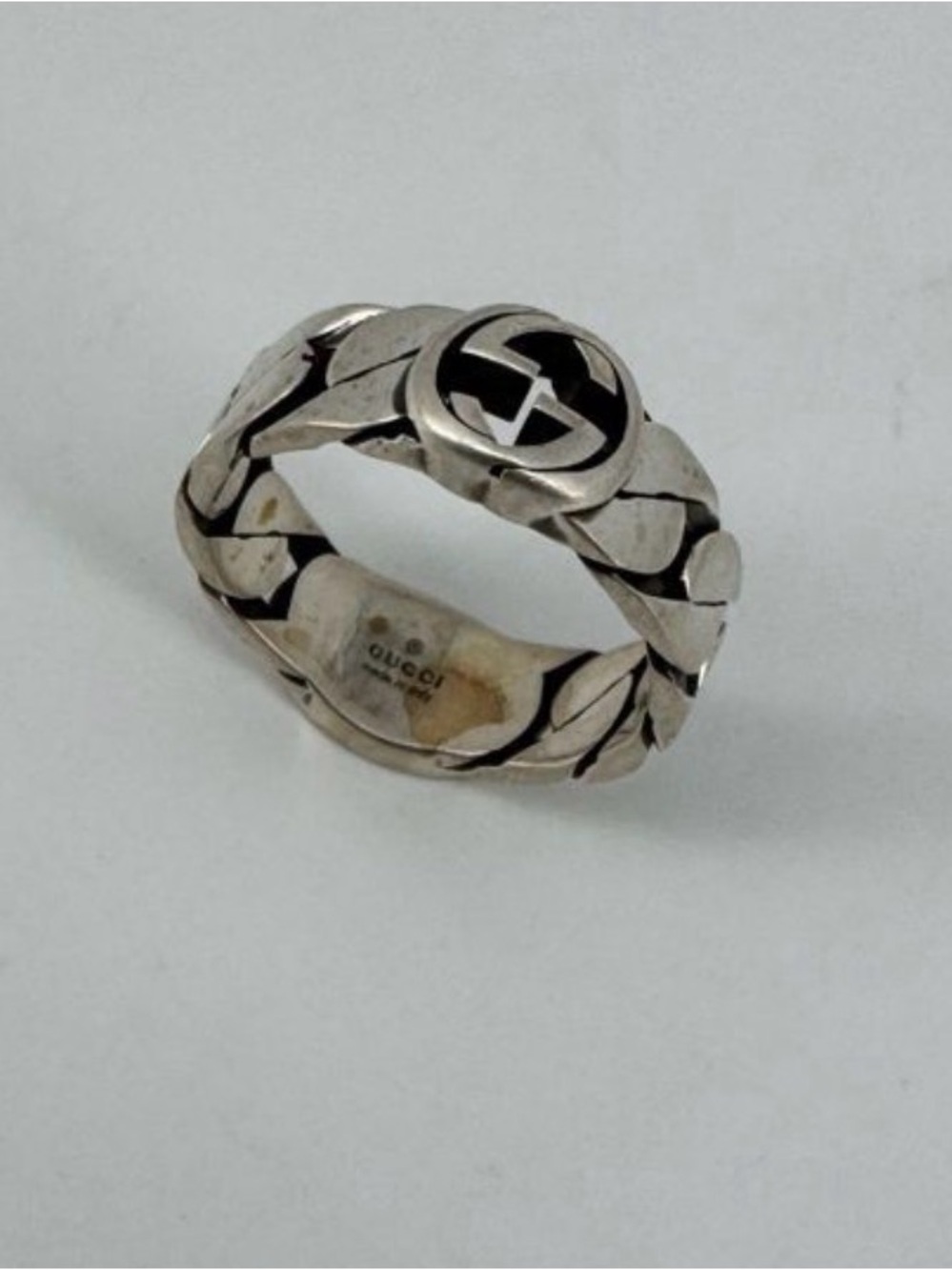 Gucci Silver Interlocking G Chain Link Ring - Silver BEAUTIFUL GIFT WITH BOX/BAG
